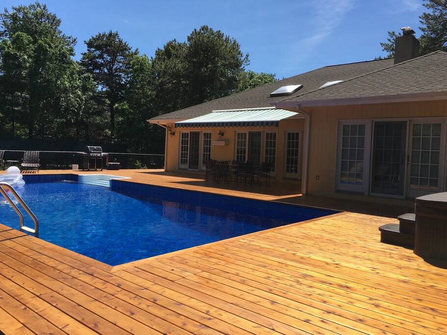 View of house from patio - new cedar decking