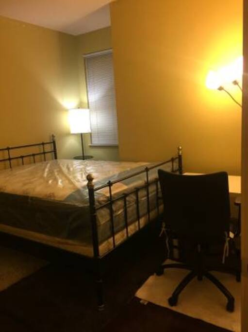 Queen Bed frame with queen mattress