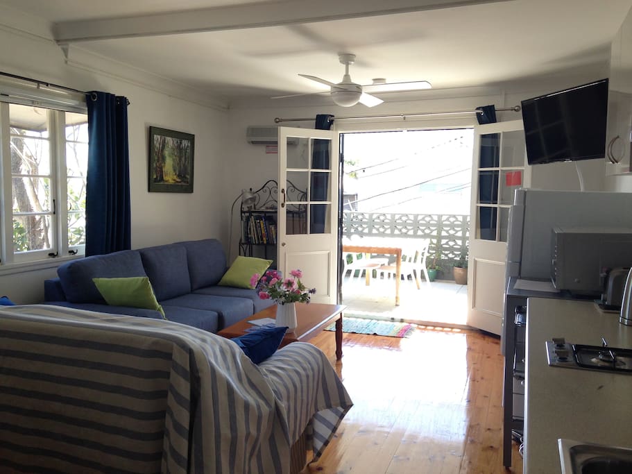 The courtyard is part of the Blue Side apartment.