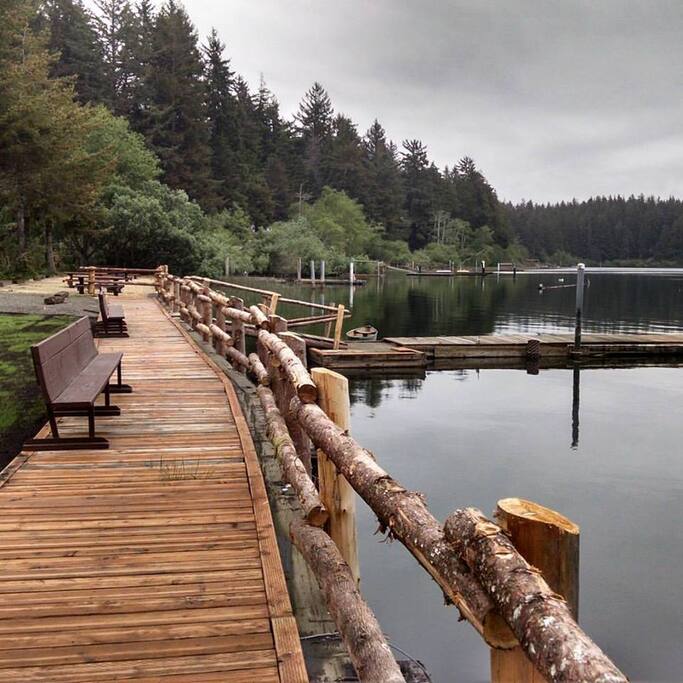 The boardwalk is about 50 yards away from the tent sites.