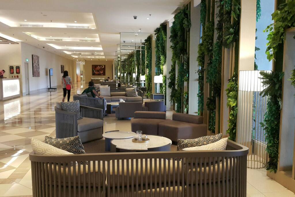 apartemen's lobby, and connecting door to the mall