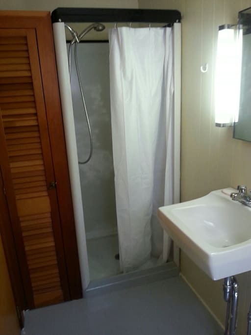Bathroom with stall shower