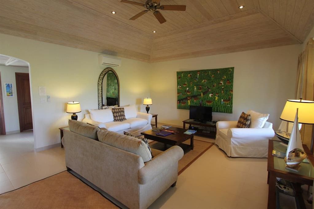 Cable TV comfy sofa's with adjoining verandah