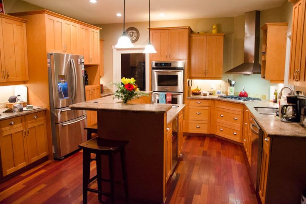 Kitchen shared with residents.