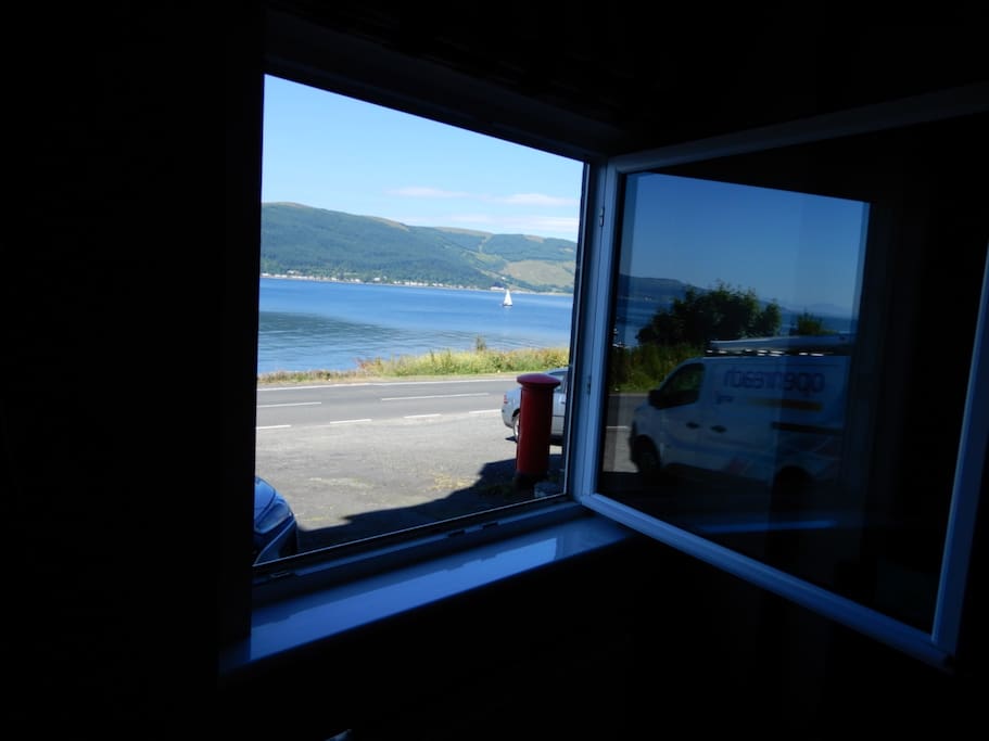 Living room window with stunning views over Loch Long
