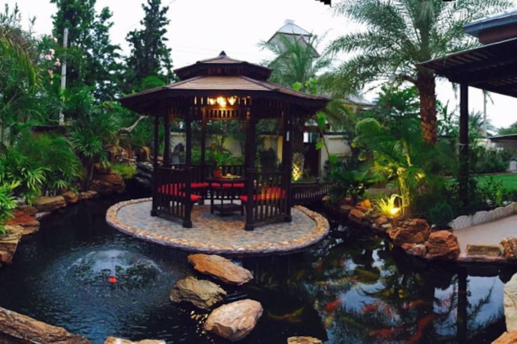 koi fish pond pavilion
