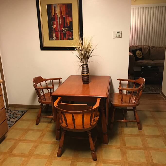 Eat in kitchen table that extends when needed:)