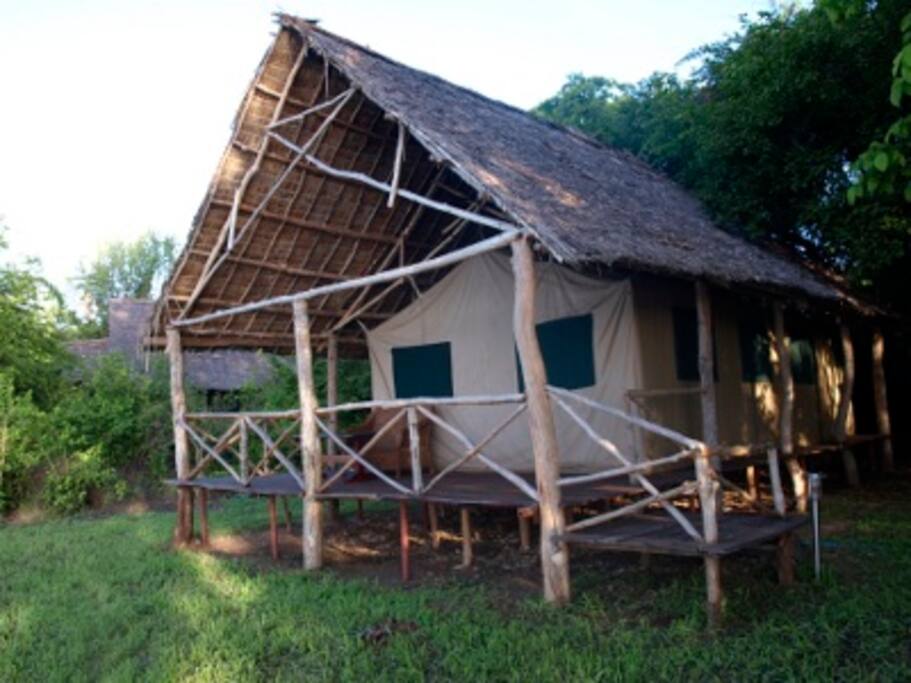 one of the many tents in the compound