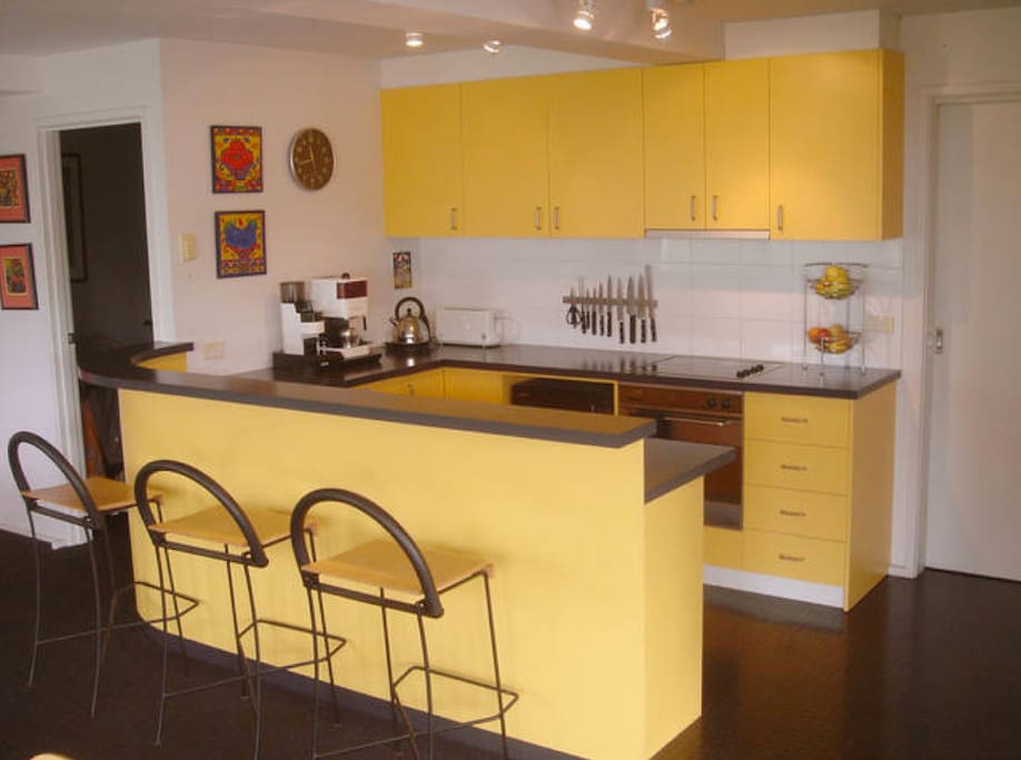 Fully equipped kitchen with coffee machine