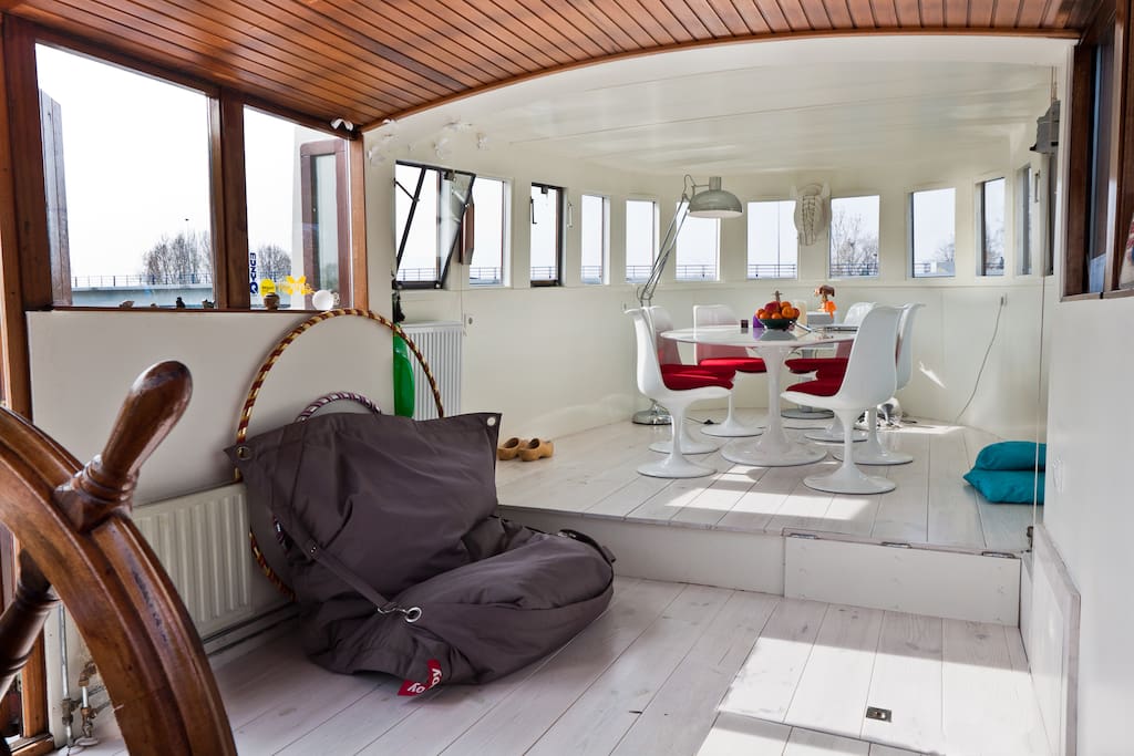 Houseboat Amstel river next to park Boats for Rent in Amsterdam
