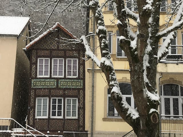 Denkmalgeschütztes Haus, früherer Bahnhof Grundhof