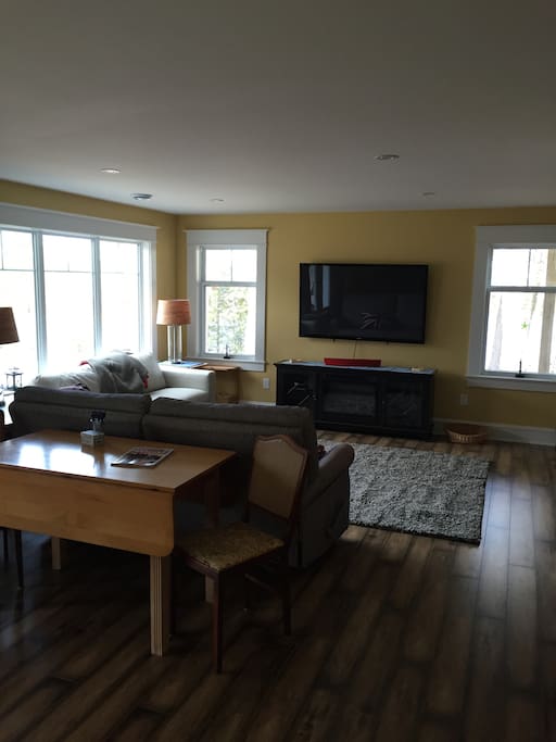 Snuggle in for a movie or enjoy the view from the living area...