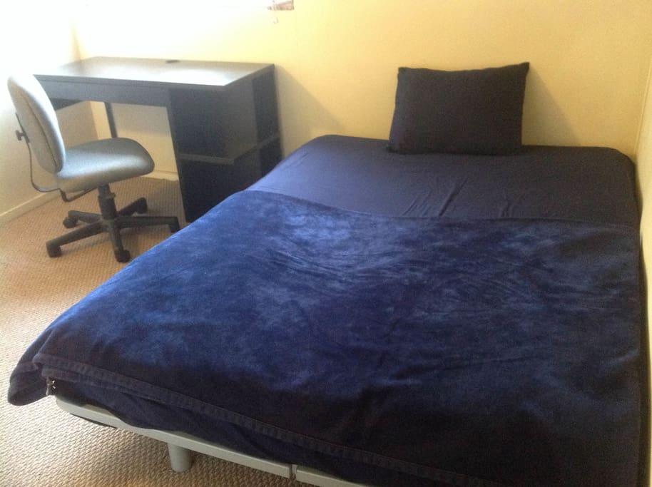 Bed, desk, and chair