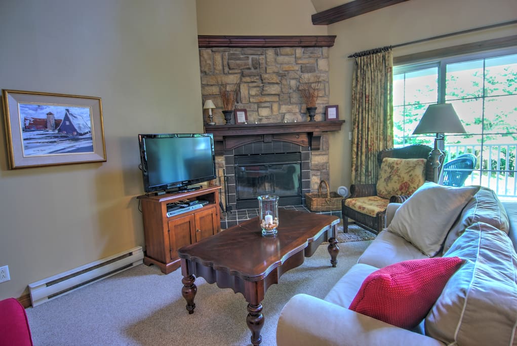 Salon et foyer
Livingroom, fireplace.