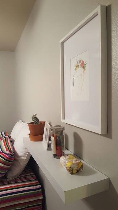 The Flamingo Room gets its name from this flamingo print purchased from a local artist.