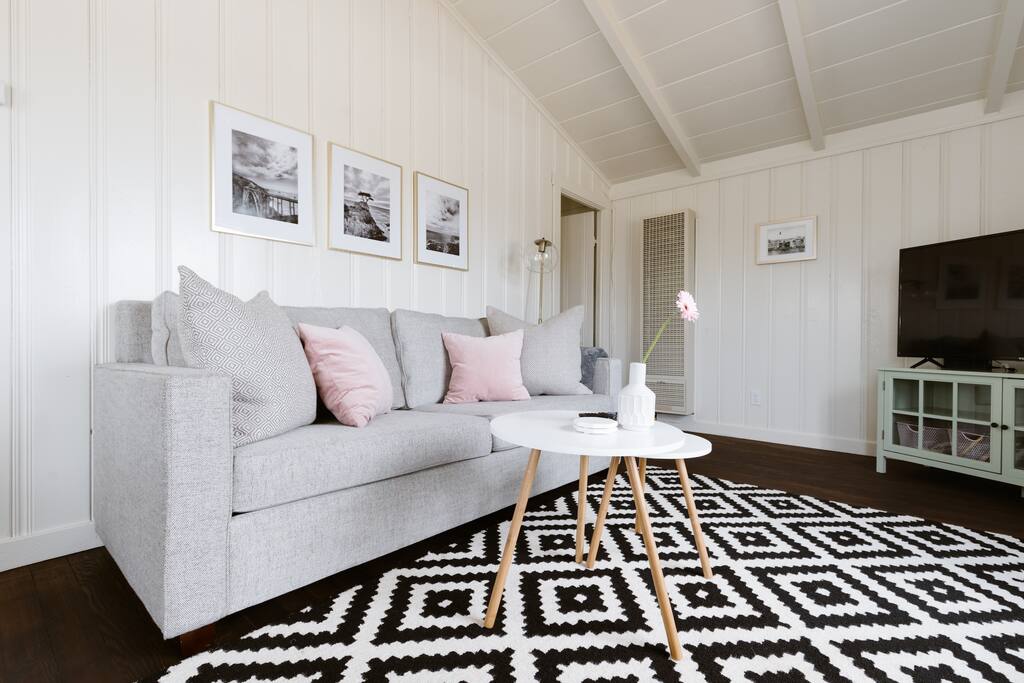 We think this space is perfect for a couple, but in case you bring 1 or 2 more, the couch pulls out into a Queen-size bed