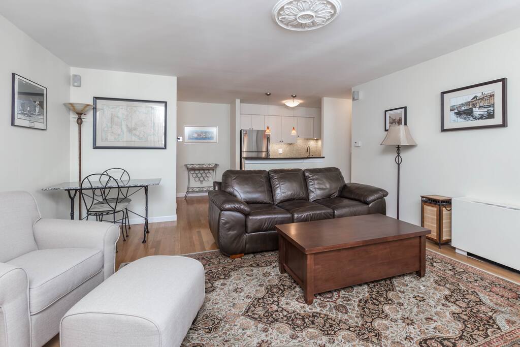 Spacious living room with comfortable furniture