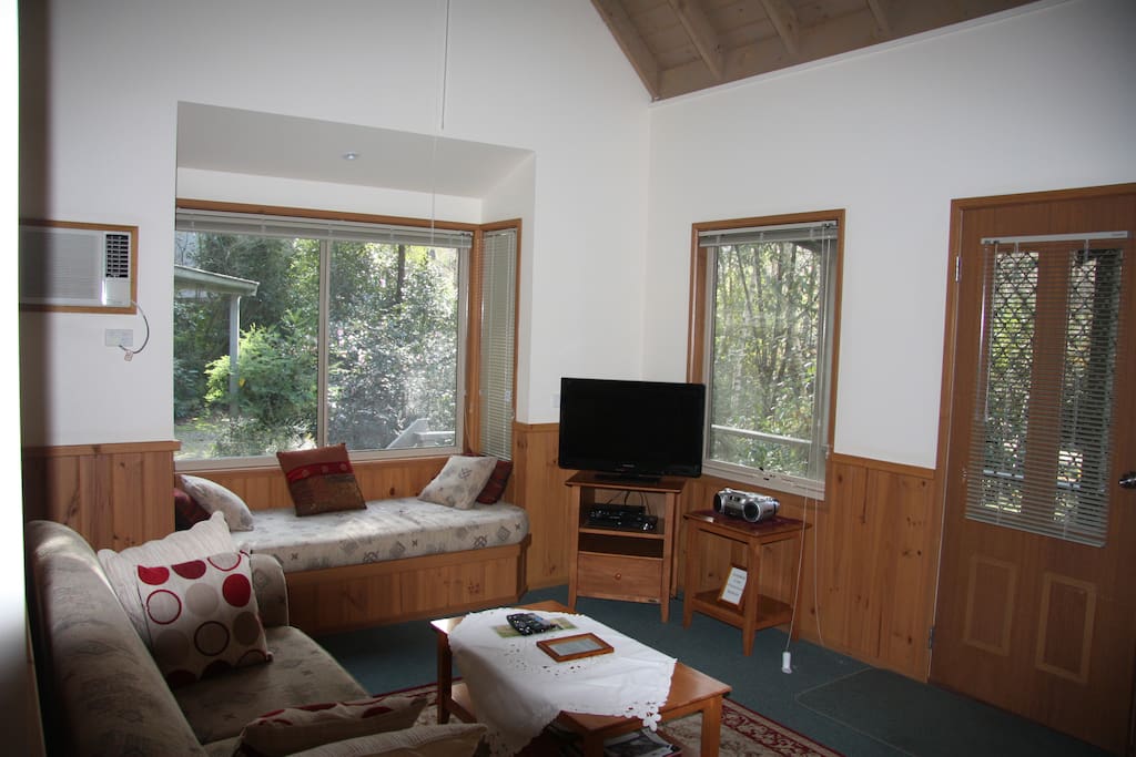 The lounge has space, light and garden views