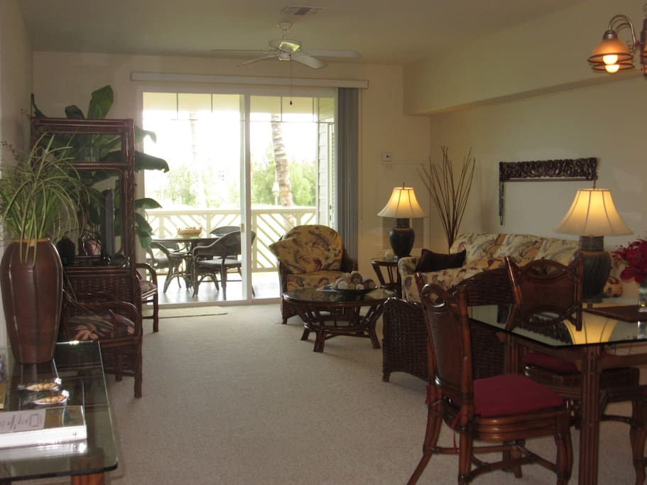 The living area flows out to the lanai.