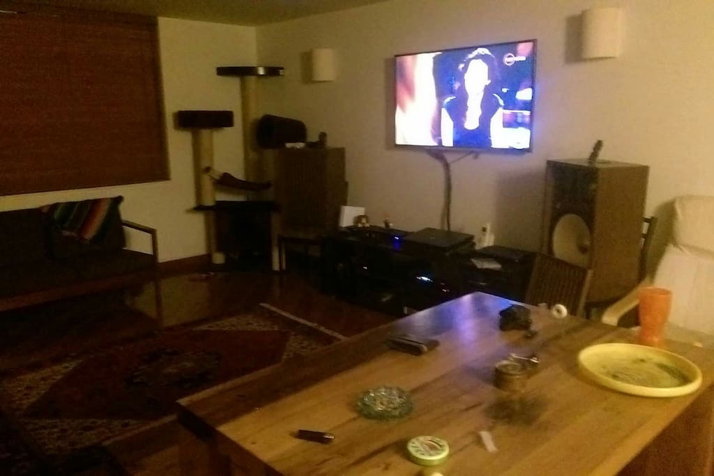 Lounge room TV area play station cable TV hi fi audio