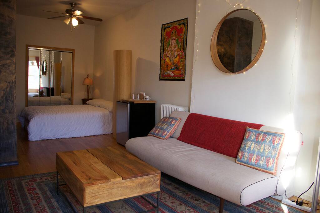 Our guest room is spacious and designed to accommodate travelers looking for a quiet place to relax, wether they're in the city for fun or business.
