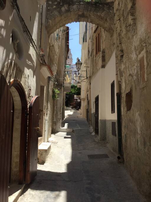 Appena usciti di casa vi ritroverete completamente immersi nel centro storico!!!! (La casa è la prima a partire da sinistra)