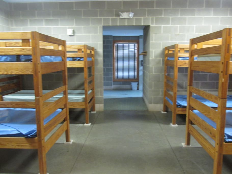 Each air conditioned / heated bunk room has 6 bunk beds (sleeping for 12) as well as a 2 sinks, 2 showers and two toilets. Linens are available for an additional fee.
