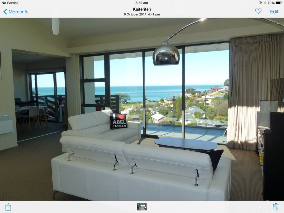 Stunning views. Huge 65inch TV with surround sound. Huge deck with outside dining. All trendy furniture