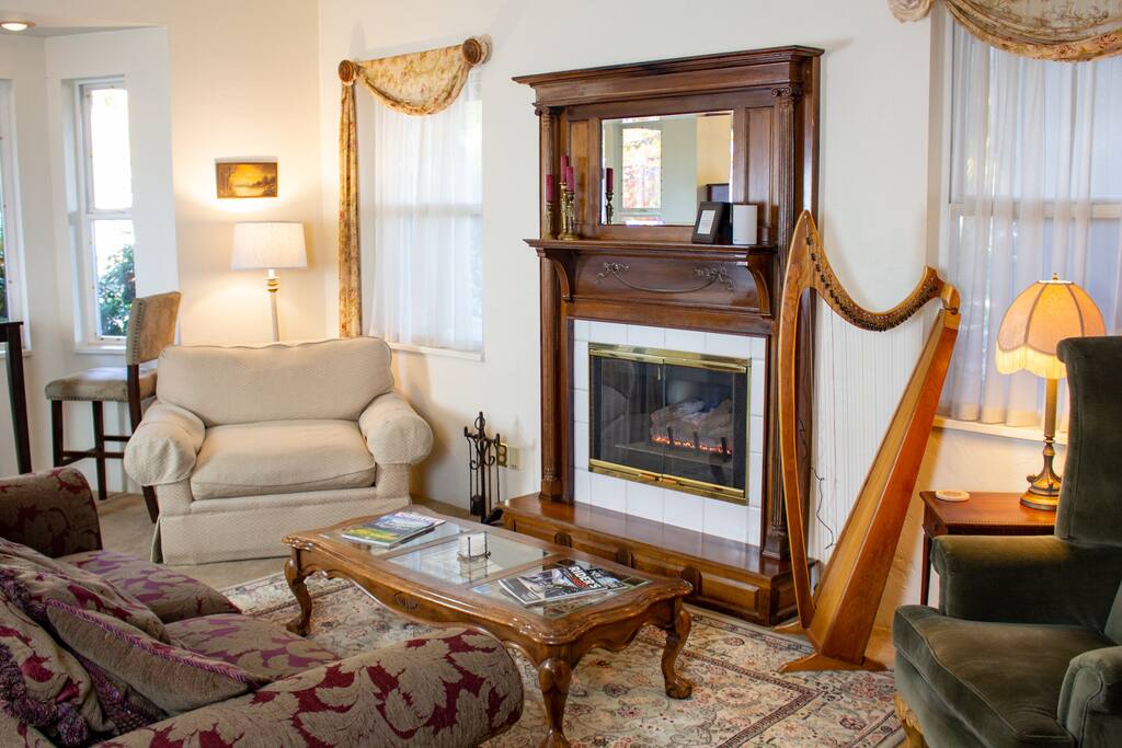 Living room sitting area with fireplace view 2