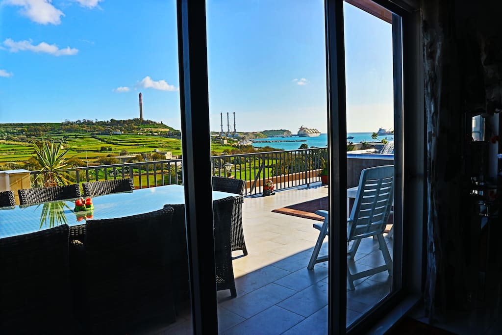 Sitting area with unobstructed sea and country views