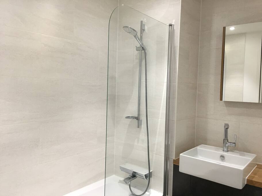 A stylish, elegant bathroom.