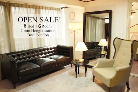 Lovely House  -6 bed room Hongdae 2mins best place