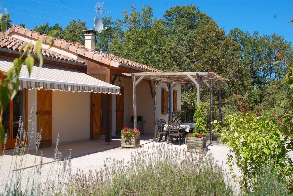 The house,terrace and secure garden.