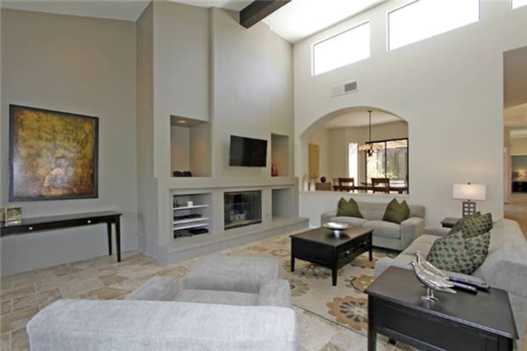 Gracious living space with gas fireplace.