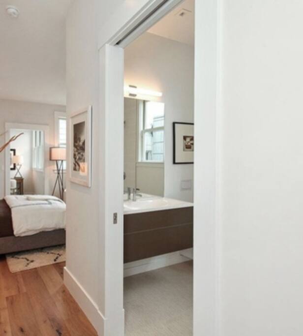 private bathroom attached to the bedroom