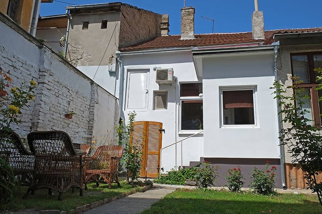 Outside view with garden seating area