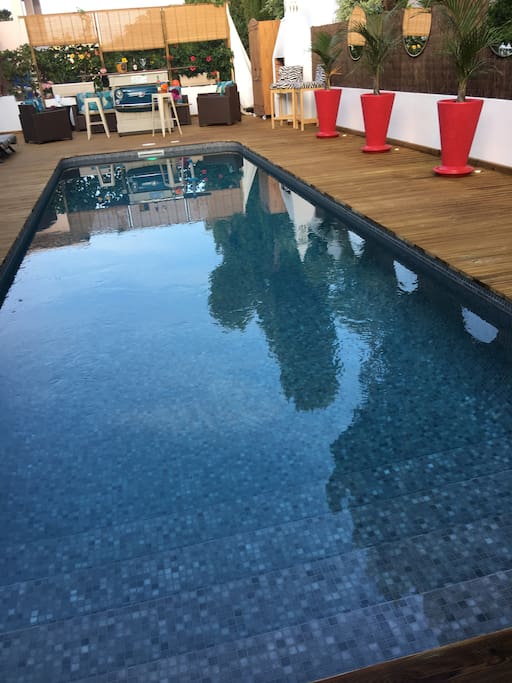 Piscine 10x3 avec couleurs naturelles... on a pied partout