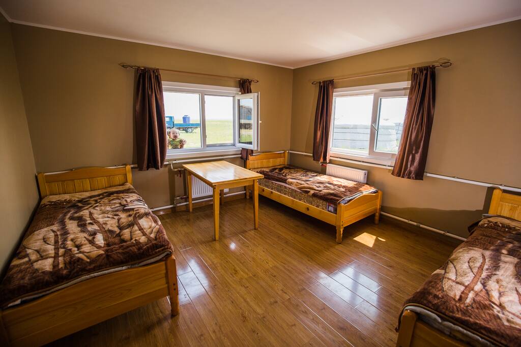Three beds and plenty of space for your stuff in a nice clean bedroom