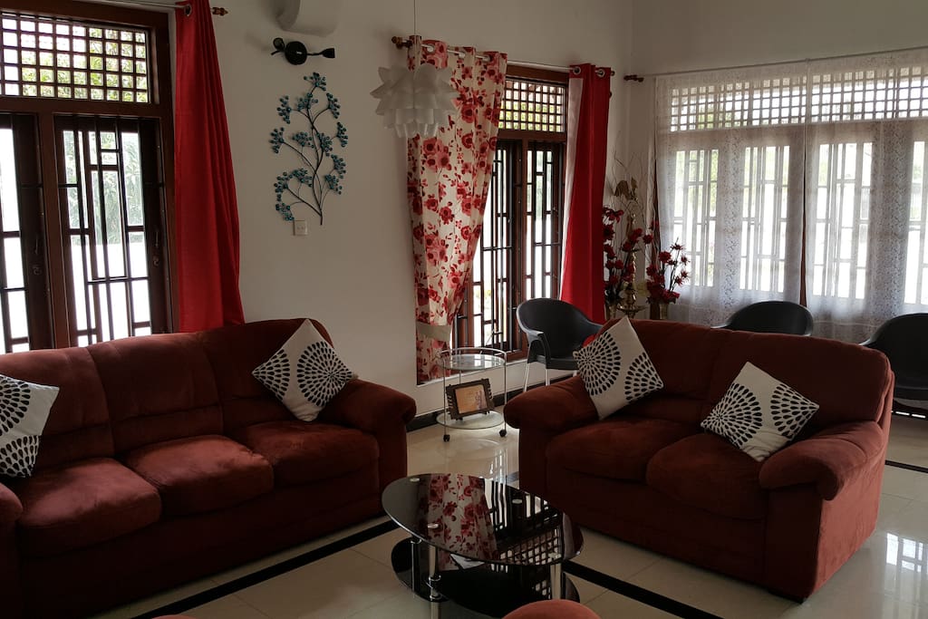 The living room with cable TV