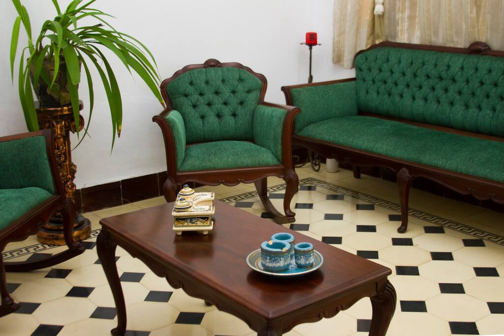 The living room, or sala, offers guests another place to gather and relax.