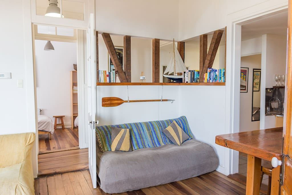 livingroom with hall and double bedroom