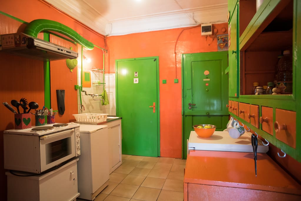 the kitchenette plus entrance and bathroom doors