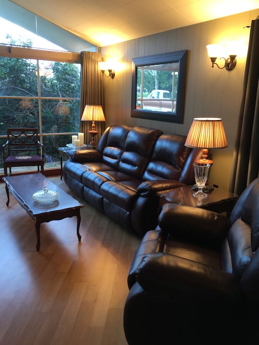 Generous living room perfect for 5 to recline with laptop.