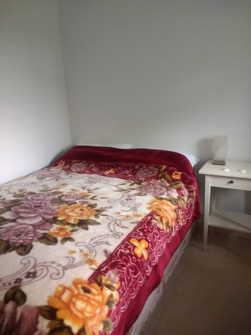 Double bed with work space, TV & armchair