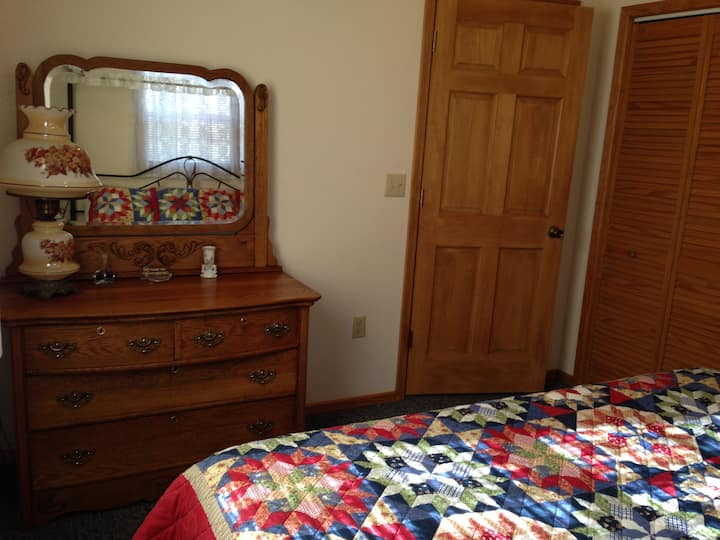 Master bedroom with antique oak dresser