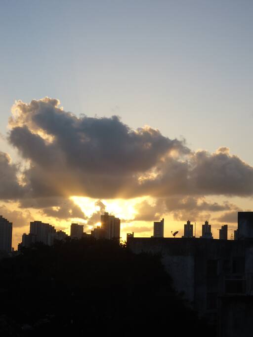 Vista do pôr do Sol na sala