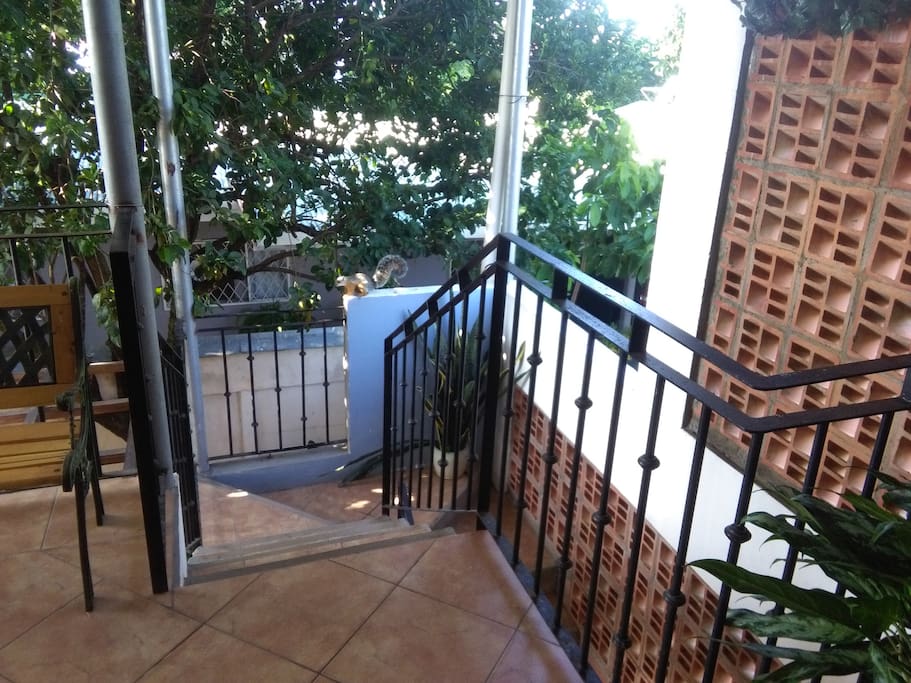 It is located at second floor, there is some steps