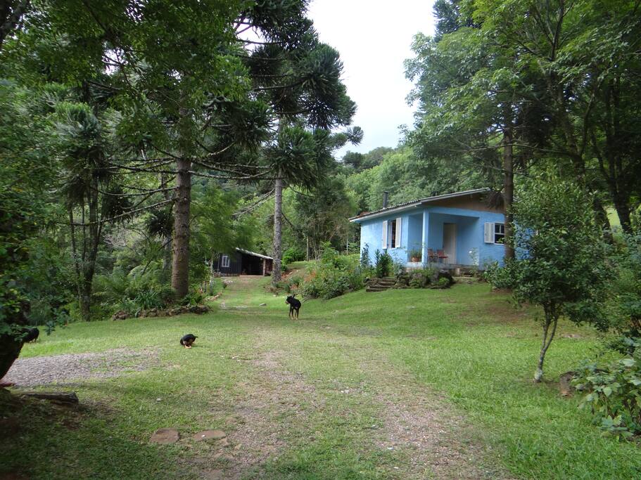 Ao fundo a casa marrom é onde reside o Caseiro