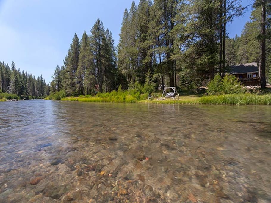 The gentle flow of the Truckee river is right out the back door...