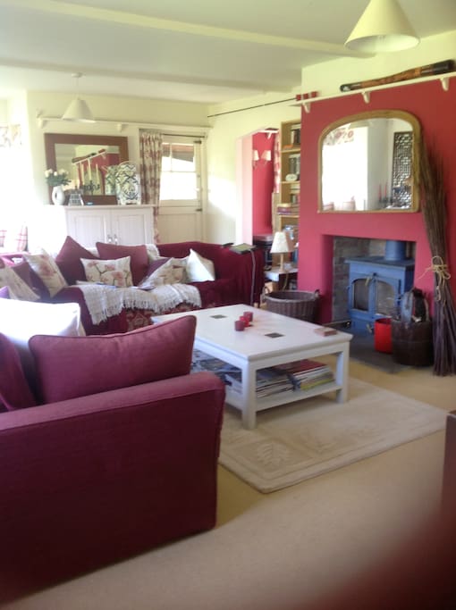 Living room with log burner!